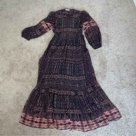 Ulla Johnson Allegra Maxi Dress in Earth Ikat 2 100% Silk Brand New Without Tags - Picture 3 of 16